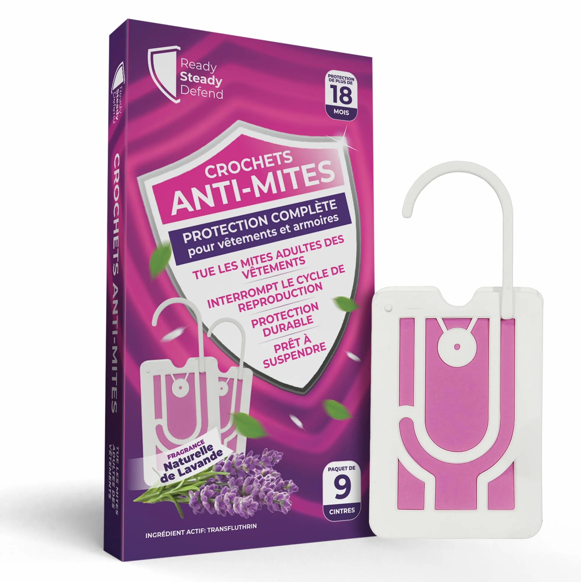 Anti-mites Vêtements Parfum Lavande 9 Textiles Protection 2 Mois