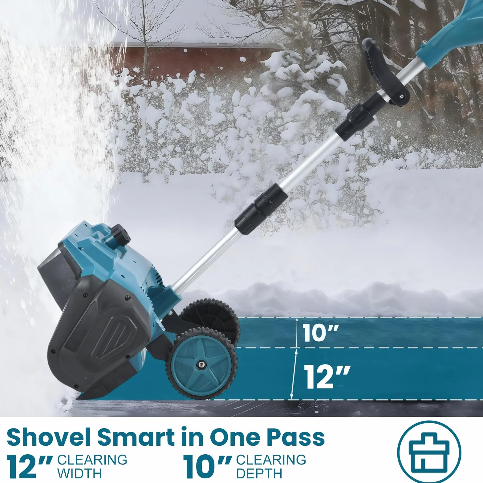 Souffleuse à Neige électrique sans Fil 2 Batteries Distance Éjection 6M Pliable Tige Télescopique Déneigeuse Jardin Cour