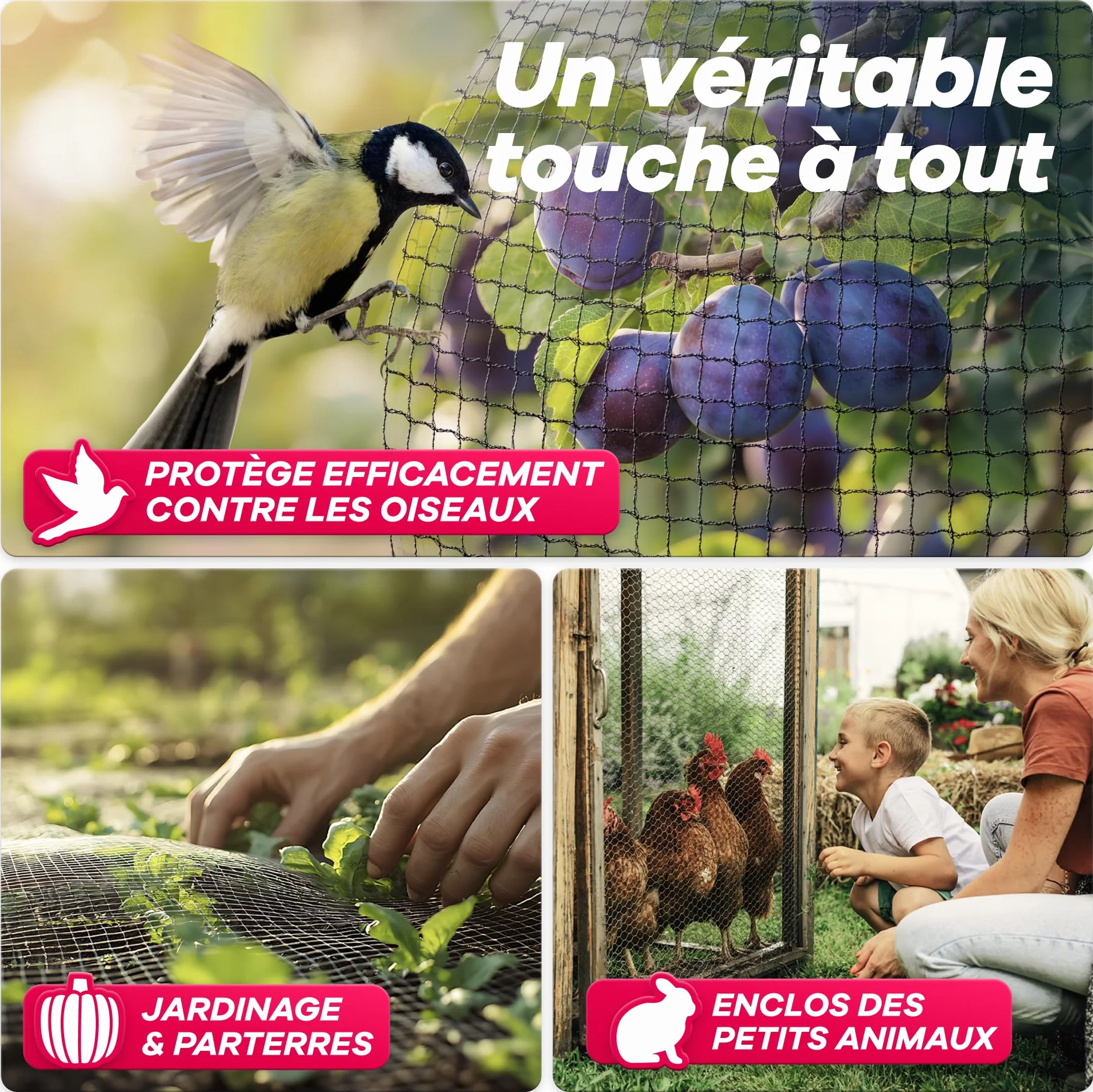 GEROBUG Filet de bassin mailles fines 5 x 2 m résistant aux intempéries UV protection hérons oiseaux filet