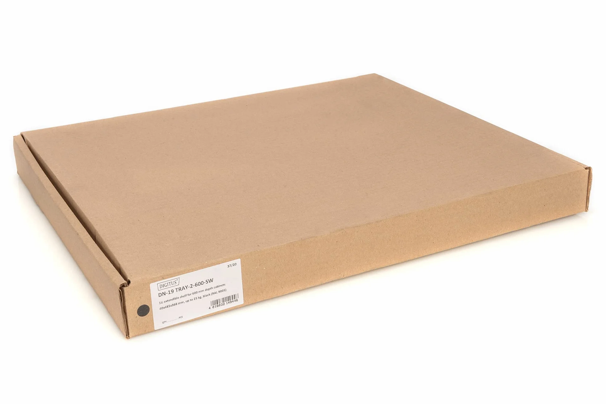 DIGITUS Etagère 1U extractible 345 mm Noir pour Armoire réseau