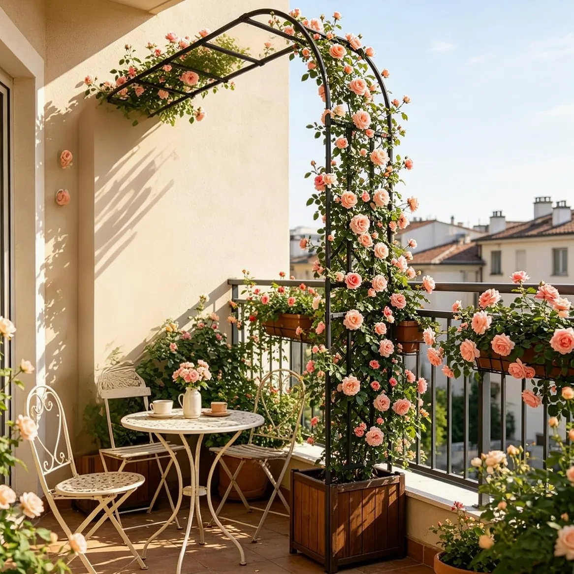 Demi-Arche de Jardin Hauteur 270 220 180 90 240 cm, Support pour Plantes Grimpantes, Arceau Métallique pour Rosiers, Tonnelle Décorative Extérieure, Anti-Rouille(Noir,W120xH270cm)