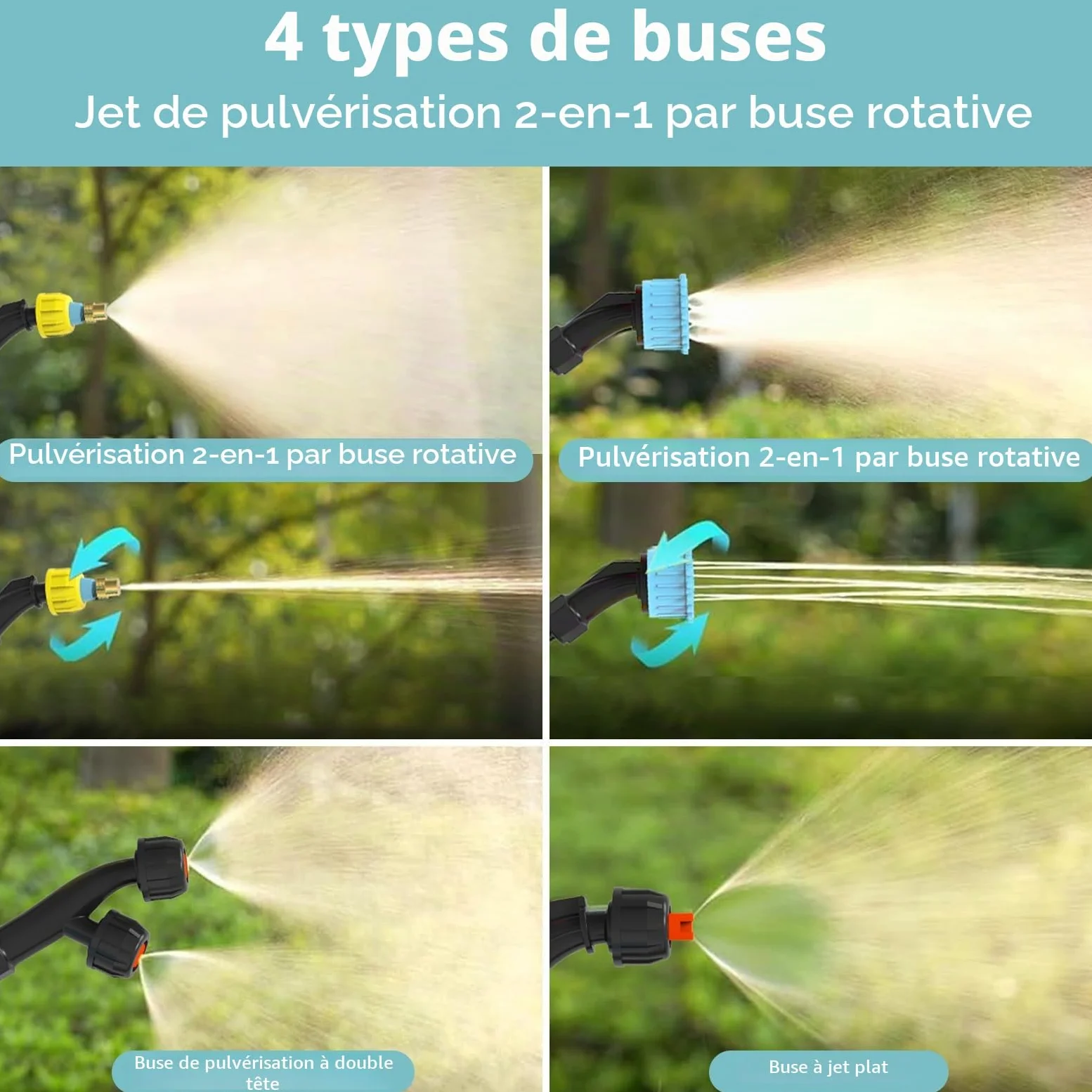 Pulvérisateur Électrique 5L Rechargeable, Pulvérisateur à Dos Jardin avec 4 Buses et Canne Télescopique adapté pour Arrosage et Désherbage dans Le Jardin