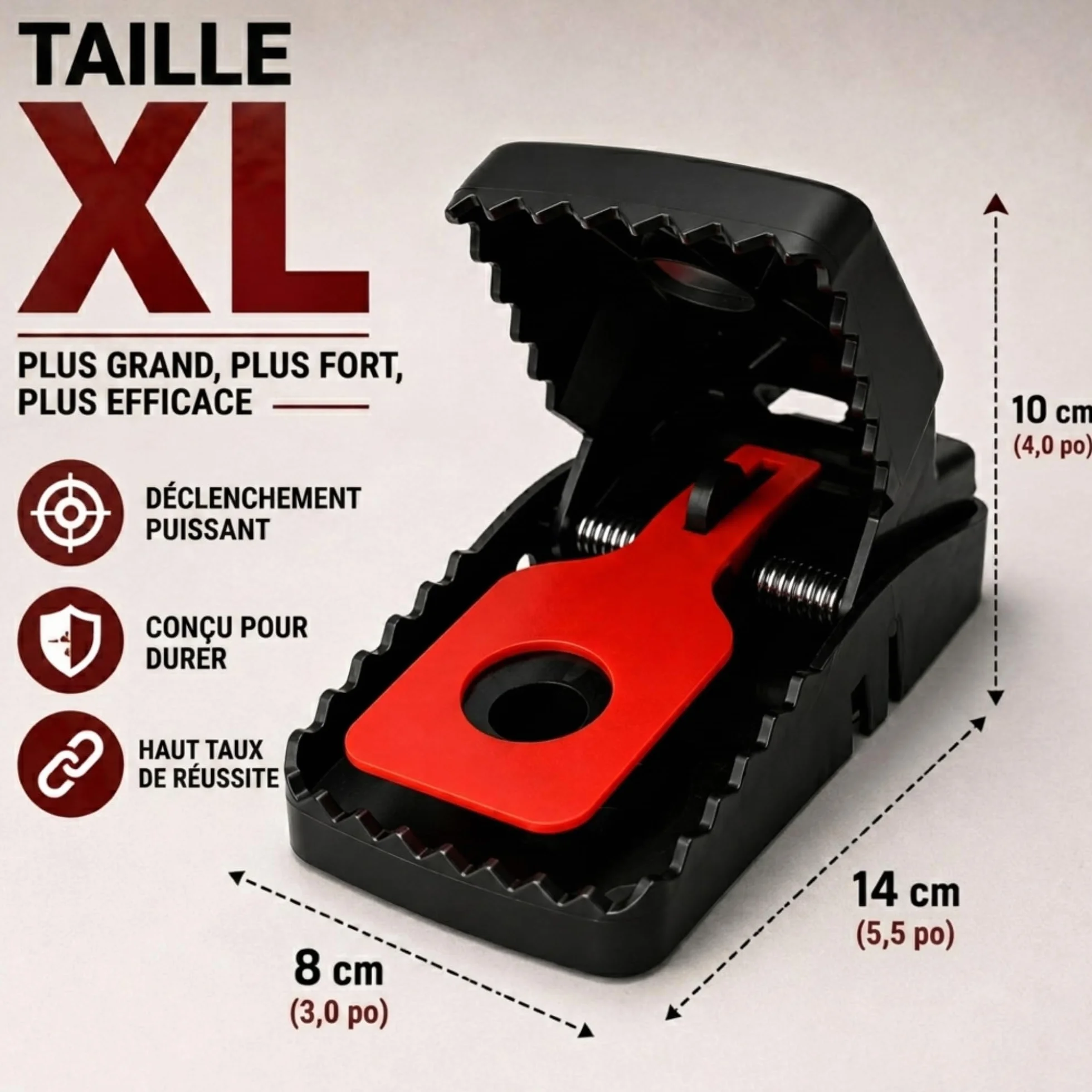 GIVERNY Piège à Rats XXL Lot de 6 Tapette Ultra-Puissante Réutilisable Anti Rongeurs Non Toxique Intérieur Extérieur