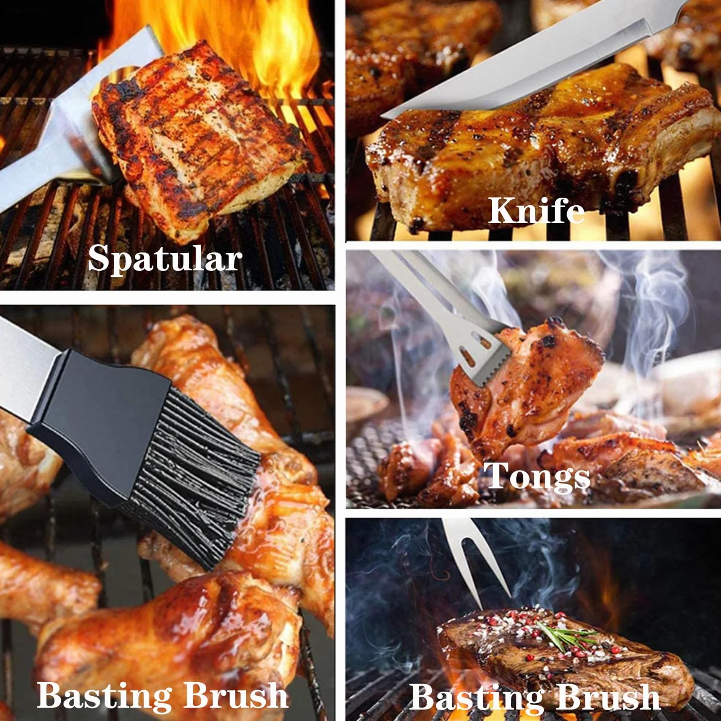 NewlineNY Kit de 9 outils de barbecue en acier inoxydable