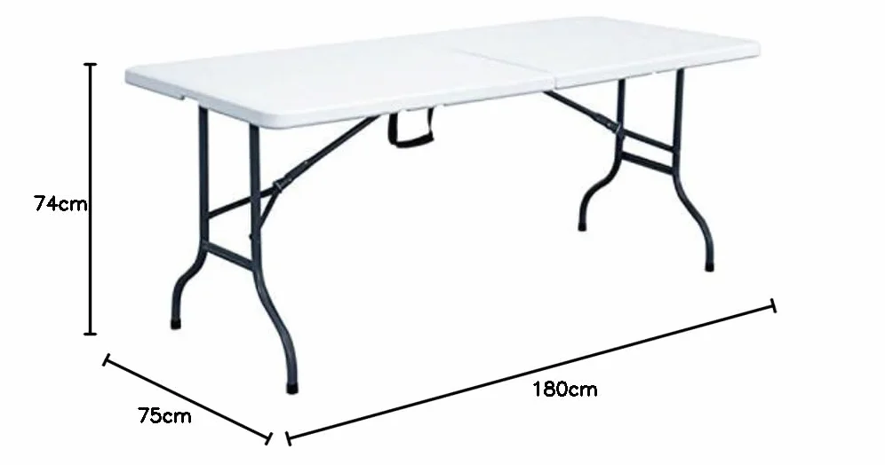 Table Pliante 180 cm Blanche PEHD 8 Places