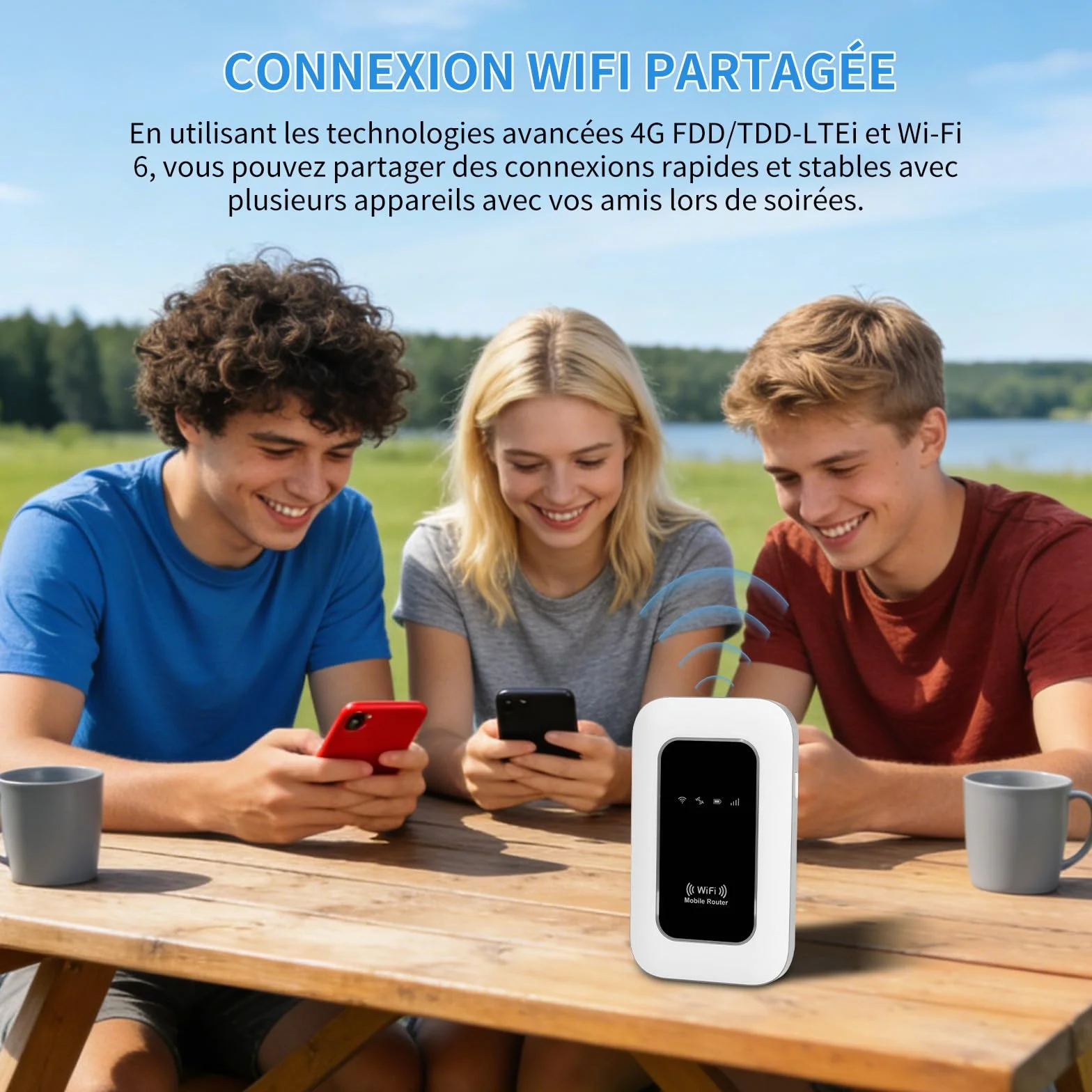 Routeur 4G Portable WiFi 6 avec Slot SIM Déverrouillé – Modem 4G Carte SIM, Internet Mobile Haut Débit 4G/4G+, Connecte jusqu'à 28 appareils