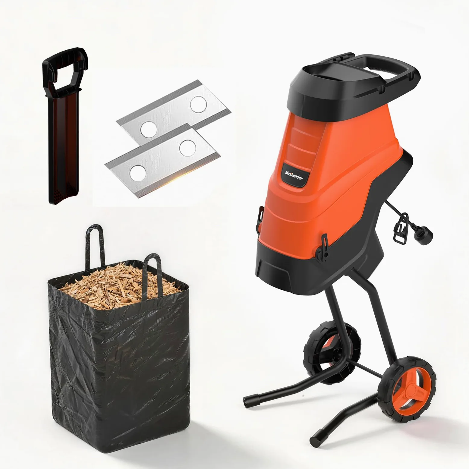 MAXLANDER 2600W broyeur vegetaux et Branches | Broyeur végétaux thermique 45 mm, lames SK5 double face + bac 45 L, pour compost et nettoyage jardin