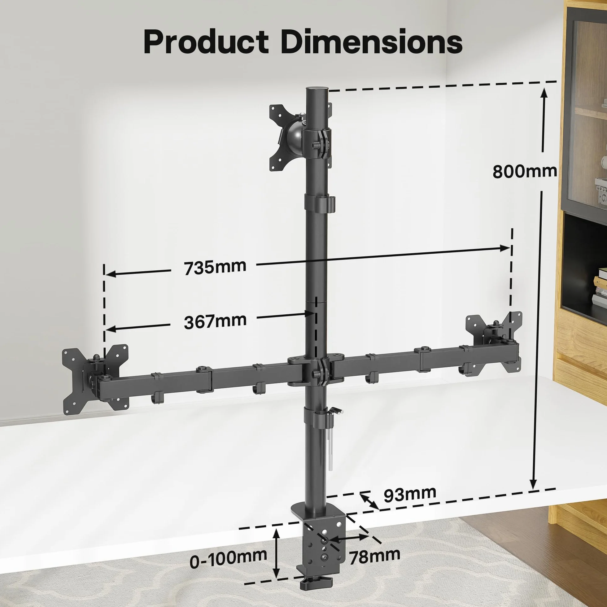 BONTEC Support Écran PC Triple 32 Pouces 27 Pouces Bras Réglable 10kg
