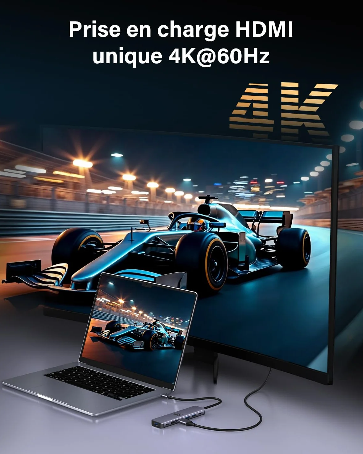 Newmight 7 en 1 Station d'accueil USB-C Double HDMI 4K60Hz 2 Ports HDMI 3 Ports USB 3.0 Charge PD 100W