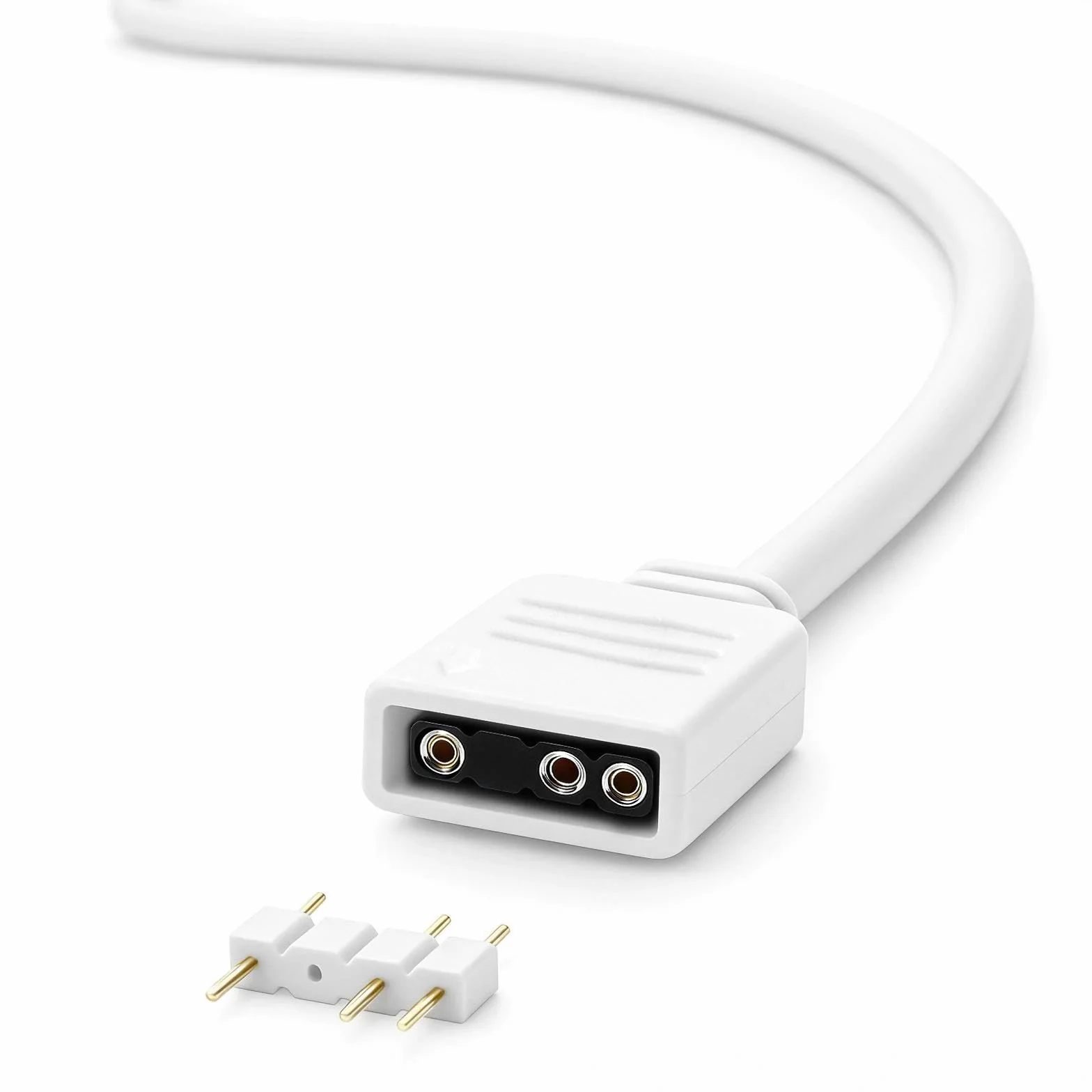 HENGBIRD Lot de 2 Câbles d'Extension ARGB 5V 3 Broches 30 cm Connecteur pour Bande LED Répartiteur Blanc