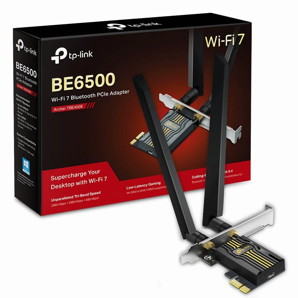 TP-Link Archer TBE400E Carte WiFi PCIe BE6500 Tri-Bandes 6GHz/5GHz/2.4GHz Bluetooth 5.4 WPA3