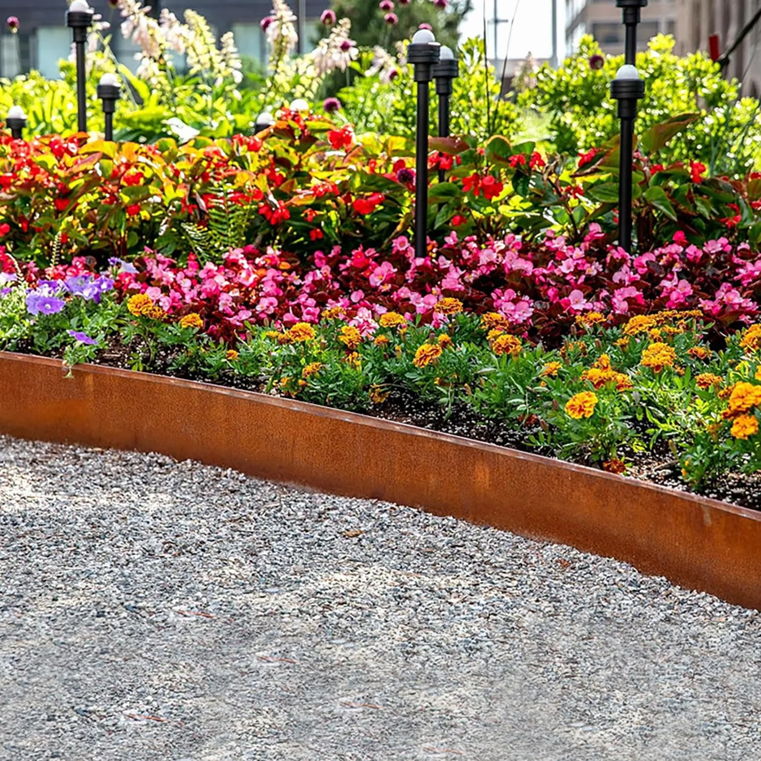 Bordure Jardin en Acier Corten 10M, 14cm H Bordure Jardin Exterieur Metal Rouille, Bordure Pelouse pour Les Parterres De Fleurs, AlléEs, Arbres Et Les Graviers, Etc. -1 Paire De Gants Incluse