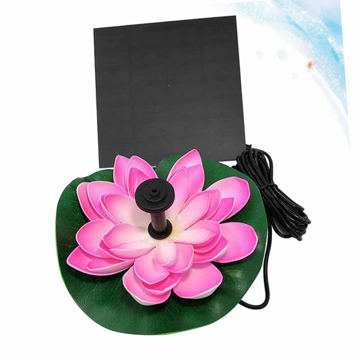 Pompe à Fontaine Solaire 7v 2, 5w Lotus en Plastique Vert | Débit 180 L/h, Hauteur 100cm, Design Flottant Automatique, pour Bassin et Bain