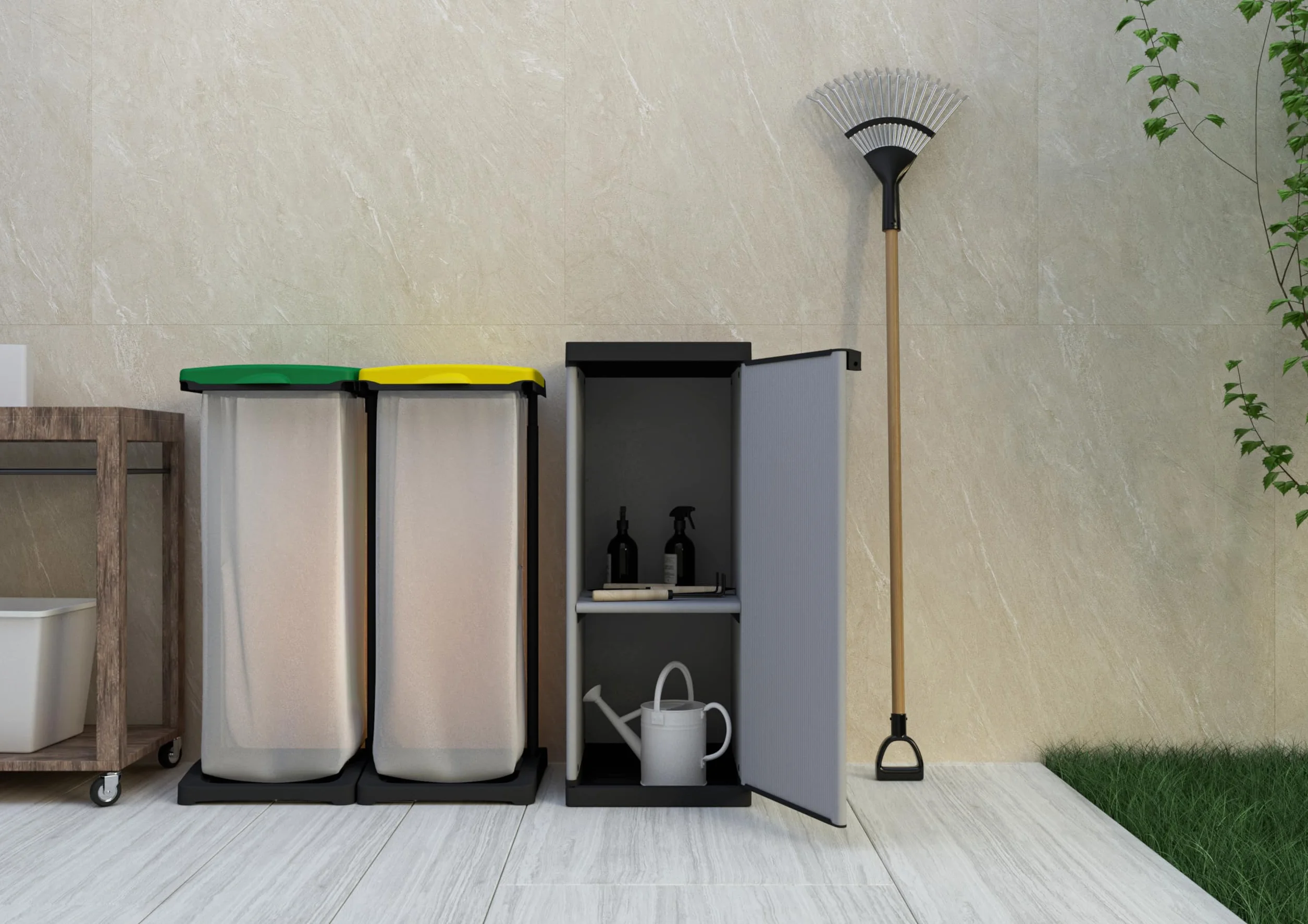 mongardi W2016 Armoire résine PVC PP 1 porte 1 étagère modulaire 34x40x85 cm Noir