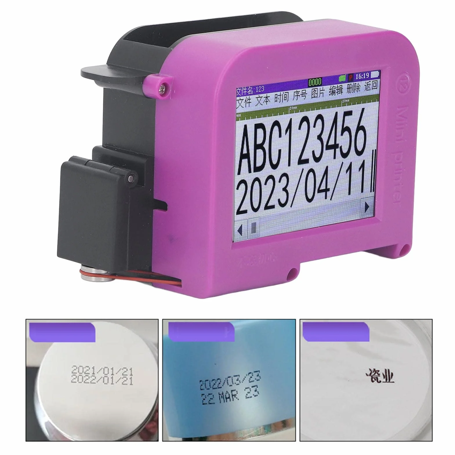 Imprimante portative à jet d'encre avec écran tactile LED, codage code-barres QR, 0,5 pouce, 100-240V