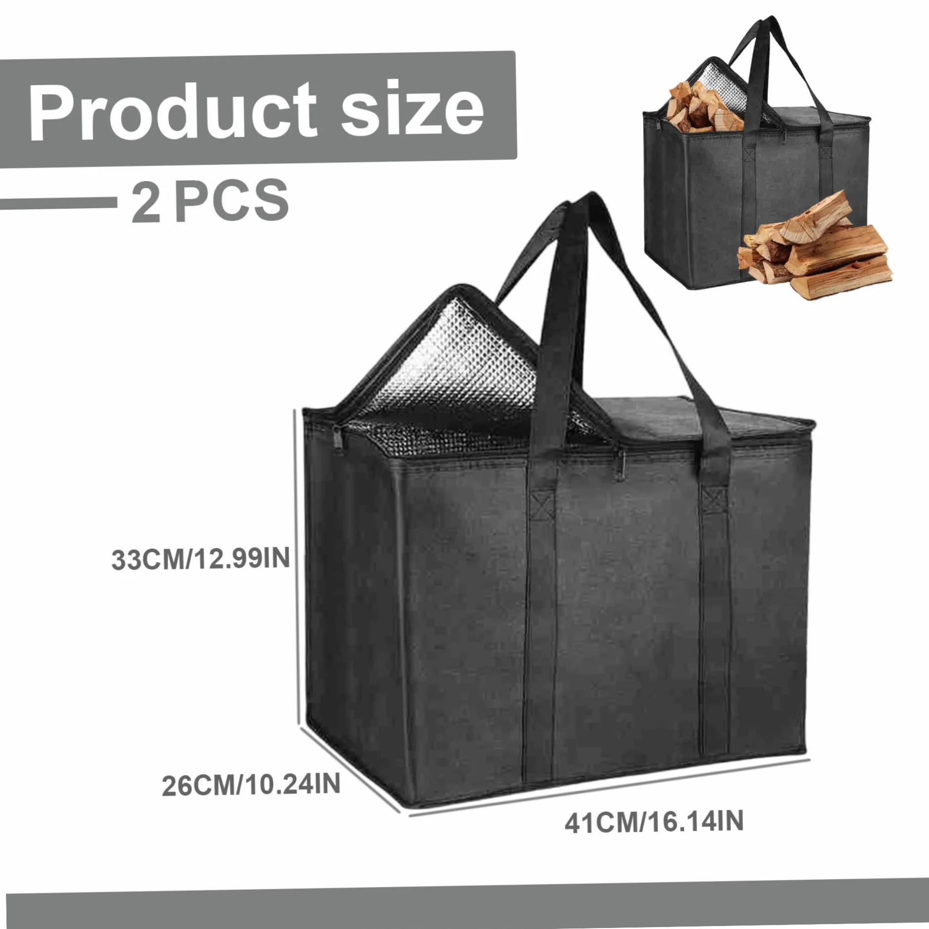 Sac de rangement à granulés en bois 2pcs étanche avec poignée pour barbecue