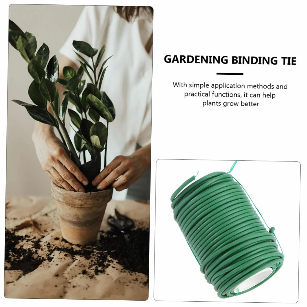 Lien de Jardinage Vert en Tpr et Fer, Lot de 2 Rouleaux pour Plantes | Fixation Polyvalente des Tiges, Usage pour Fleurs et Arbustes, Format Pratique pour Ligature au Jardin