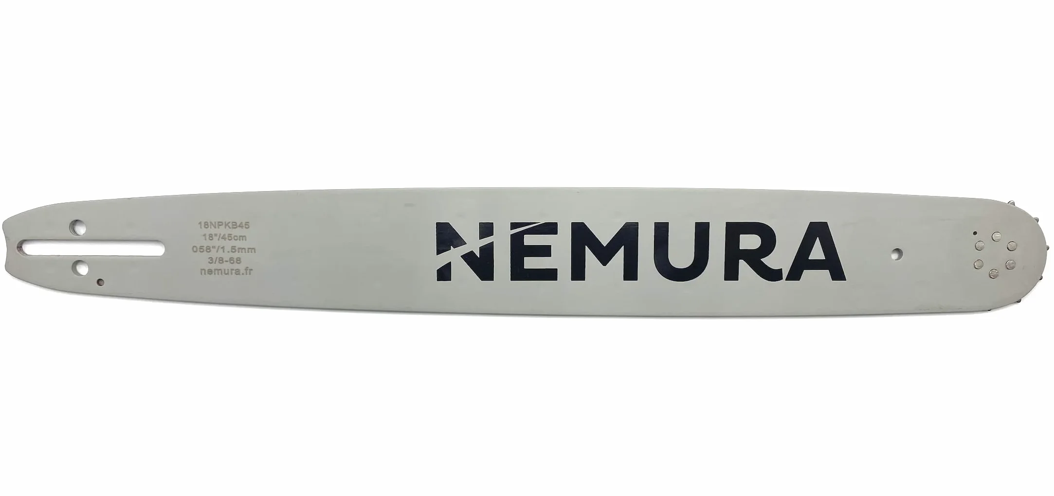 Nemura Guide de 50 cm et Lot de 3 Chaînes de tronçonneuse - Compatible avec les marques ACTIVE,MAKITA... 72 Maillons Entraîneurs - Pas 3/8 - Jauge 0.58 (1,5mm) - Pièces Détachées - Marque Française
