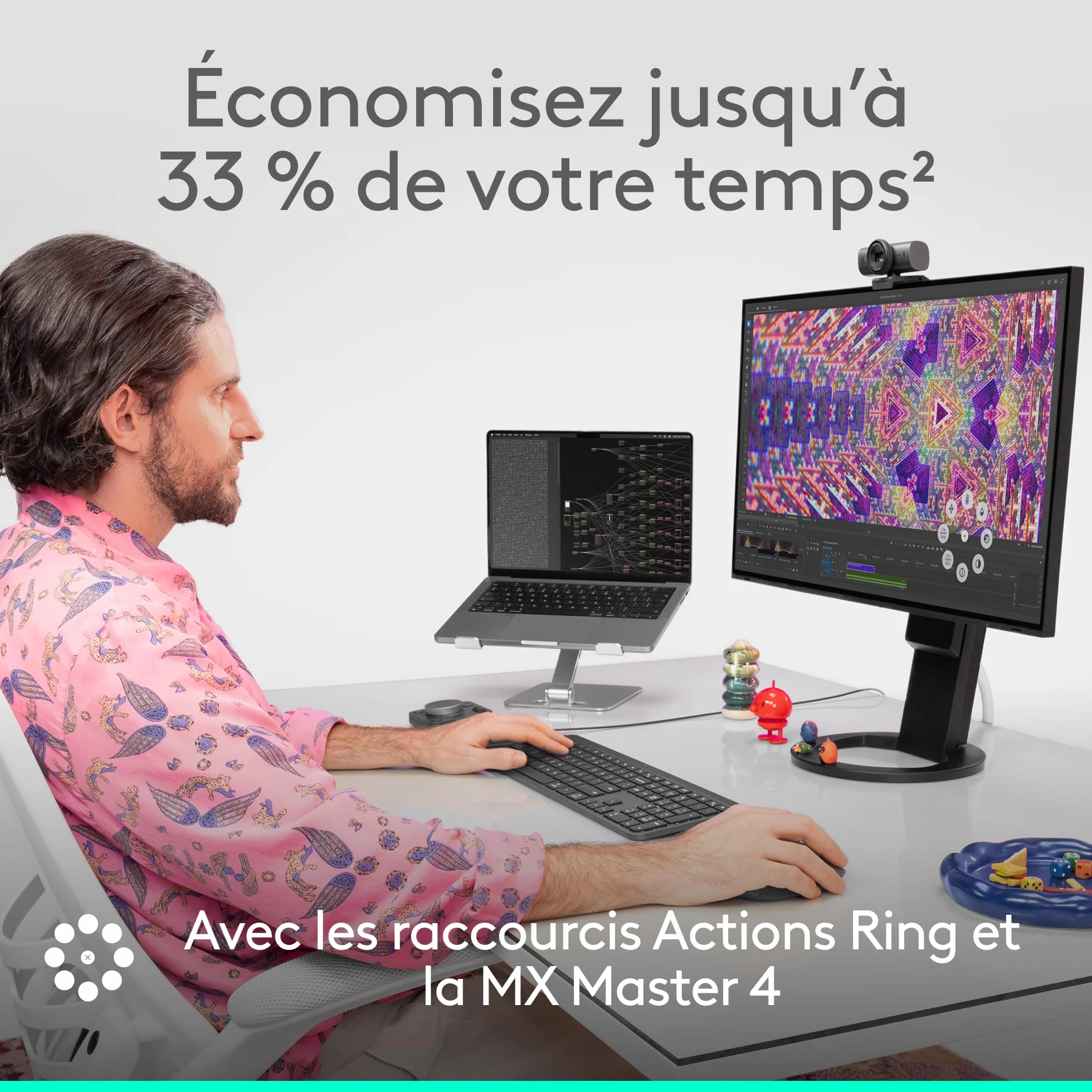 Logitech MX Master 4 Souris sans Fil Ergonomique avec Retour haptique Charge USB-C Bluetooth Graphite