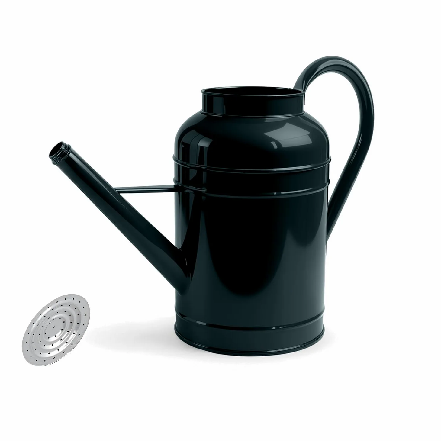 LONGRUN Arrosoir de 9 l avec douchette argentée, acier galvanisé, vert foncé, pour intérieur et extérieur, arrosage du jardin et des plantes