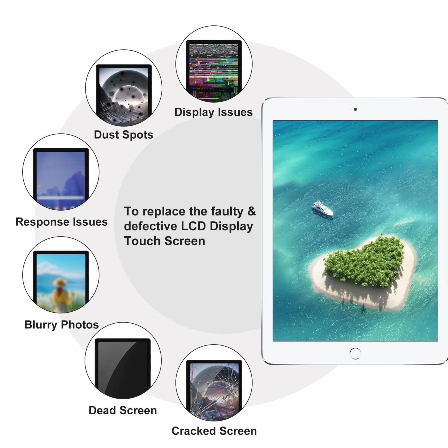 Écran Tactile LCD de Remplacement iPad Air 2 A1566 A1567 9,7 Pouces 2014 Blanc avec Outils