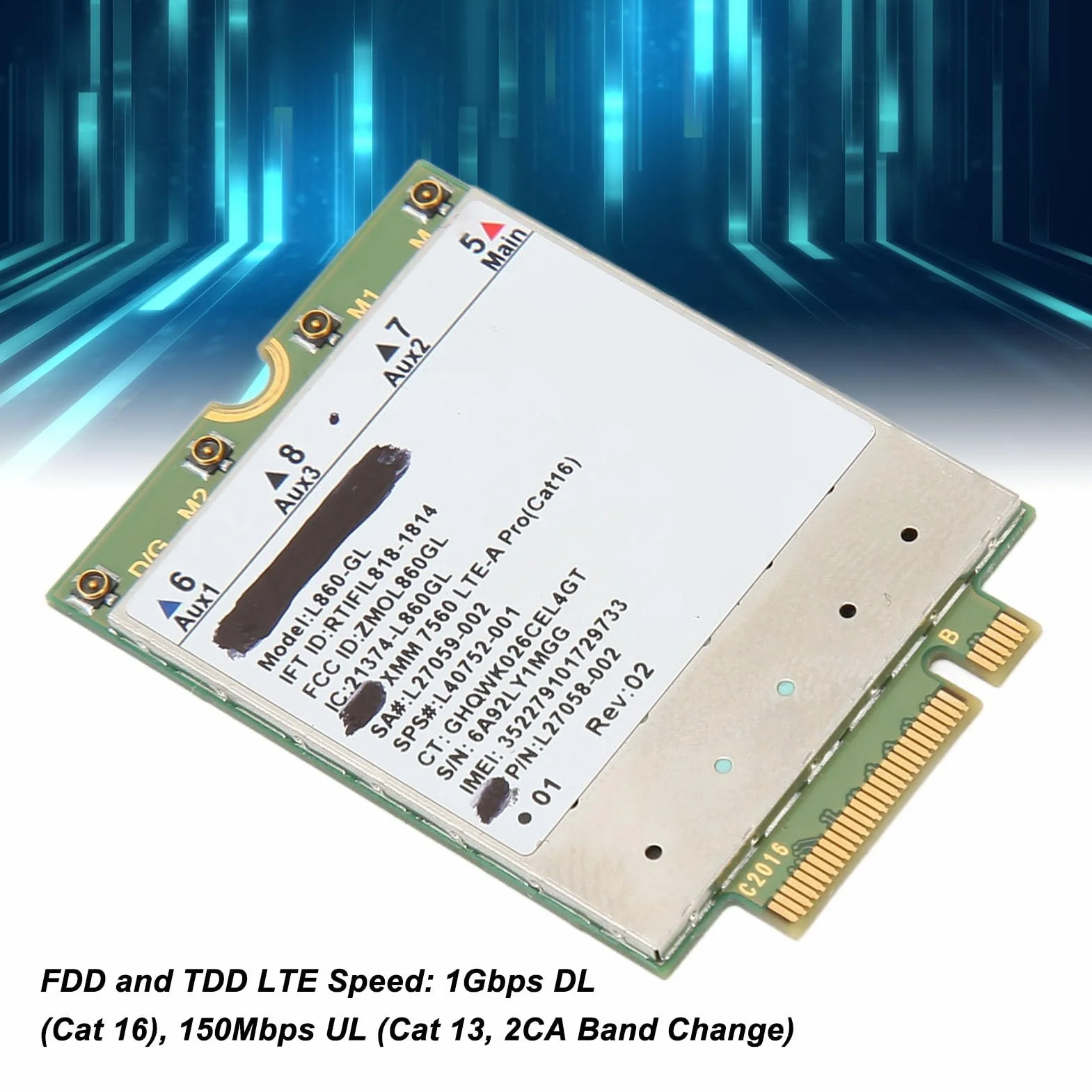 Jectse L860 GL Carte WiFi M.2 LTE FDD TDD Haute Vitesse 1 Gbps DL pour Laptop