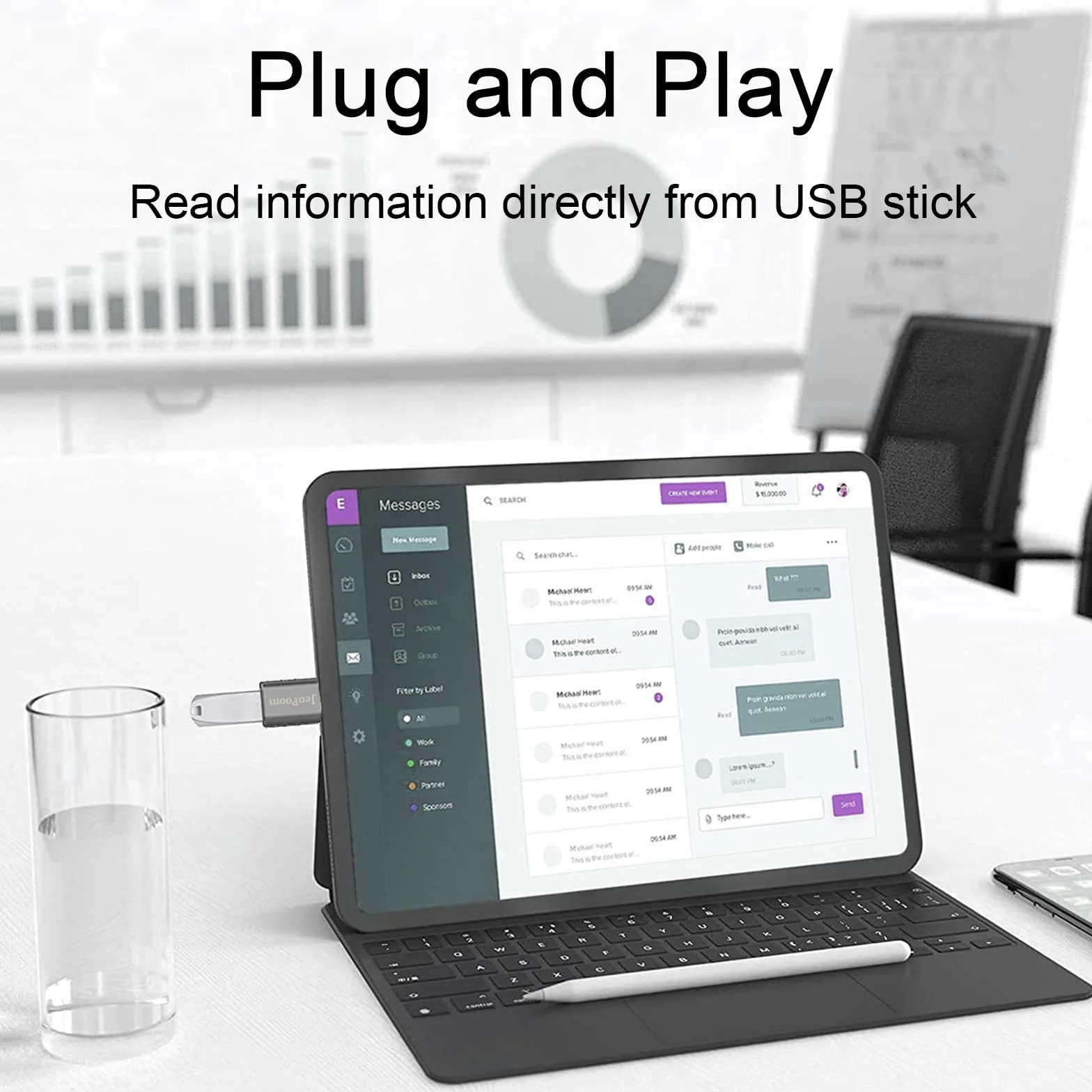 Adaptateur USB C Mâle vers USB Femelle, Type C vers USB A avec OTG Compatible S20, S10, Pixel, P20, P30