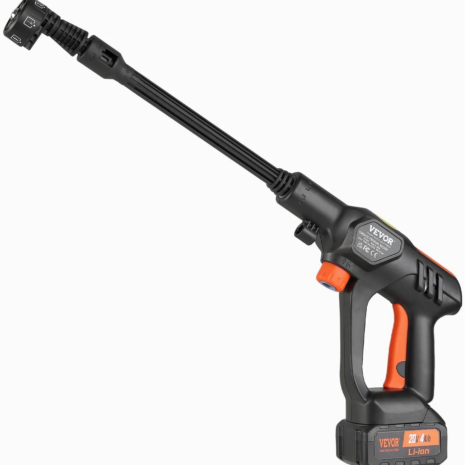 VEVOR Nettoyeur Haute Pression sur Batterie sans Fil 21 V Nettoyeur Haute Puissance Portable 652 PSI 50 Bar Laveuse Électrique 4 L/Min Batterie 4,0 Ah Chargeur pour Nettoyage Terrasse Jardin Voiture