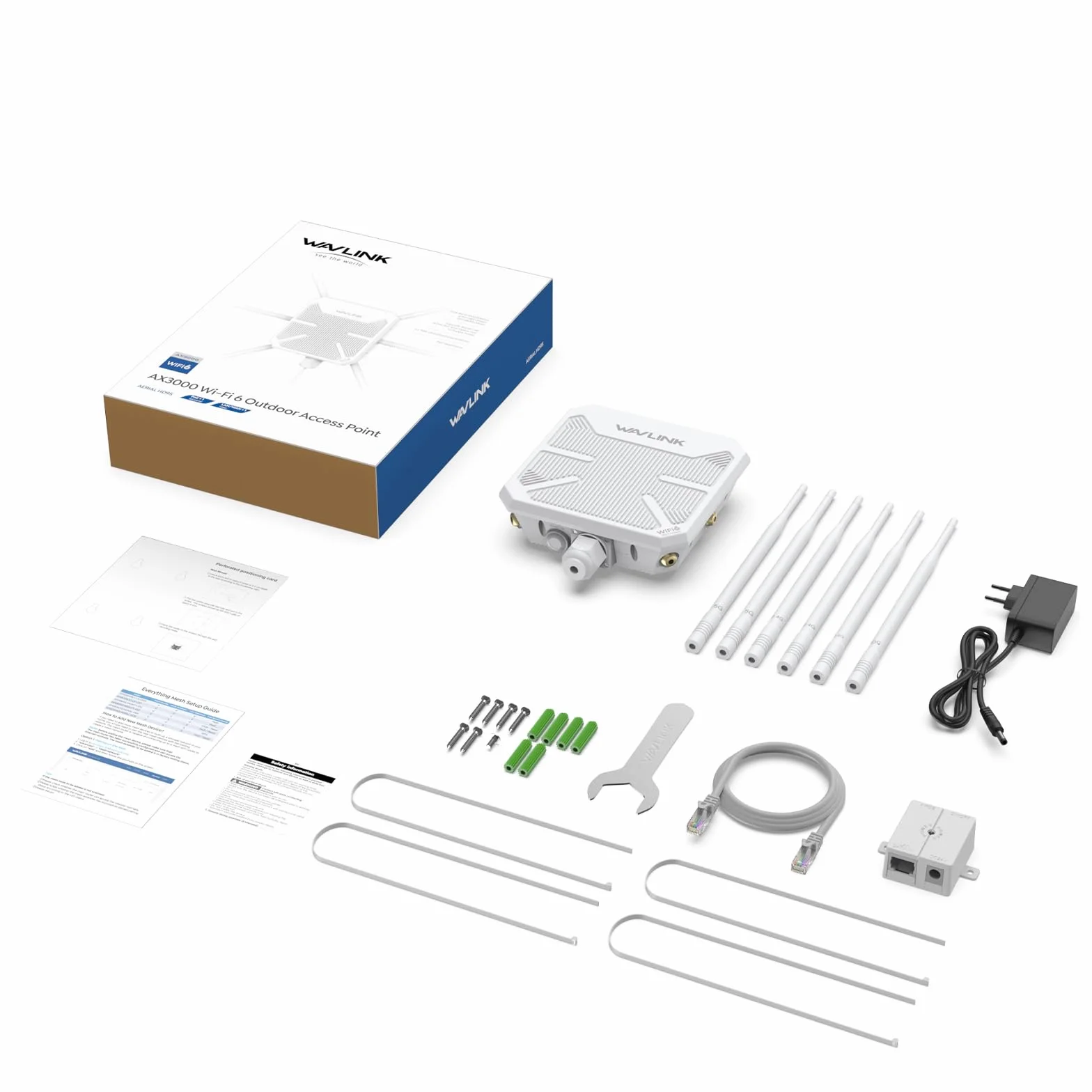 Répéteur WiFi Extérieur Wavlink AX3000 WiFi 6 Antenne 360° Longue Portée Mesh PoE IP67