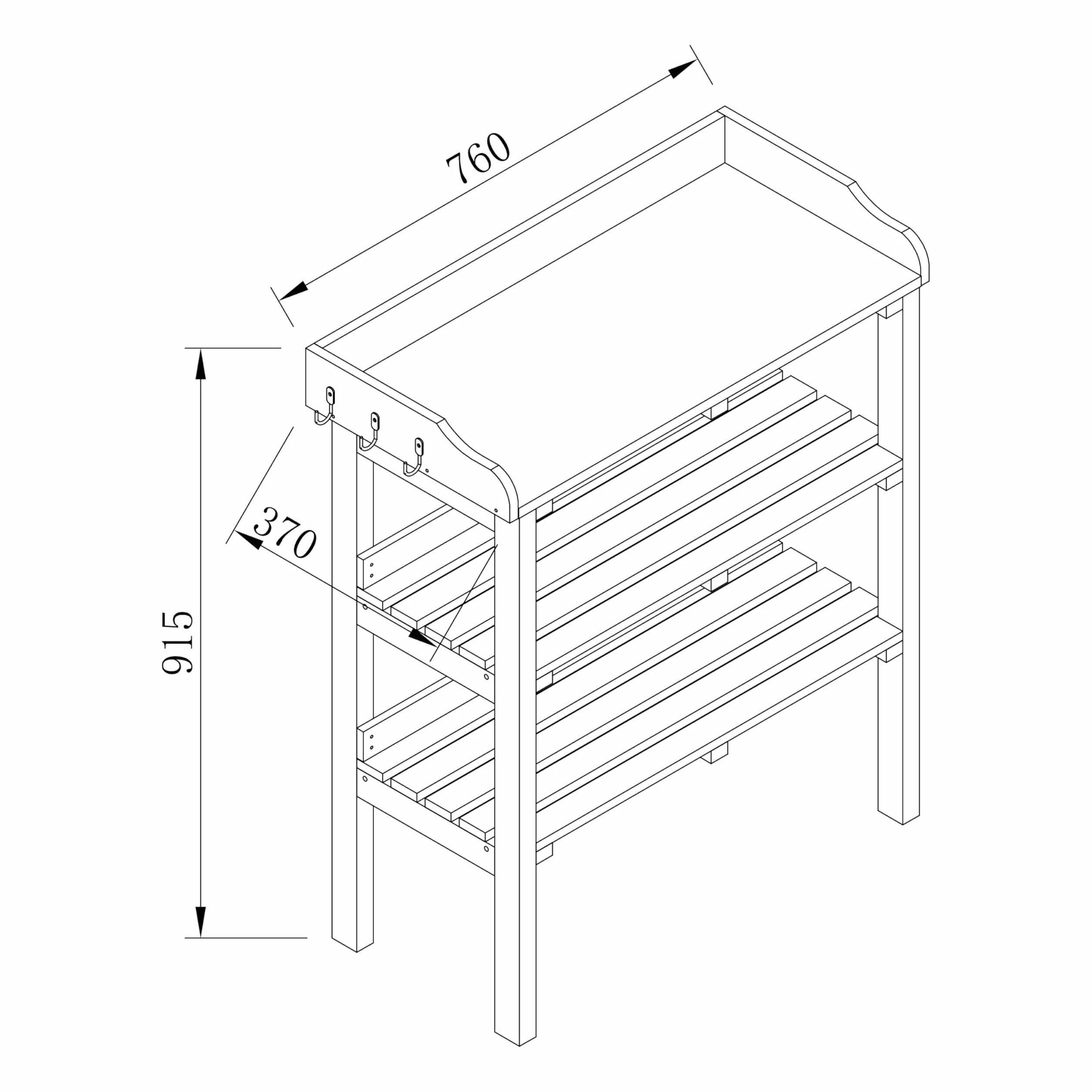 AXI Table de Rempotage avec Étagère de Rangement en Bois Marron & Blanc pour Extérieur