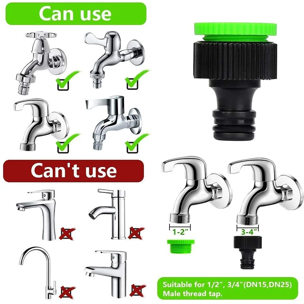 Yiting Tuyau d'arrosage extensible de 7.5m/15m/30m/37.5m/45m/60m avec 8 mode pulvérisation, Adaptable 1/2" et 3/4" raccords de connecteur, hose-Tuyau extensible à Pression d'Eau (37.5 Mètres, Vert)