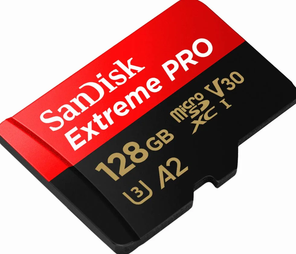 SanDisk Extreme PRO microSDXC 128 Go + adaptateur SD, jusqu'à 200 Mo/s, A2 UHS-I Class 10 U3 V30