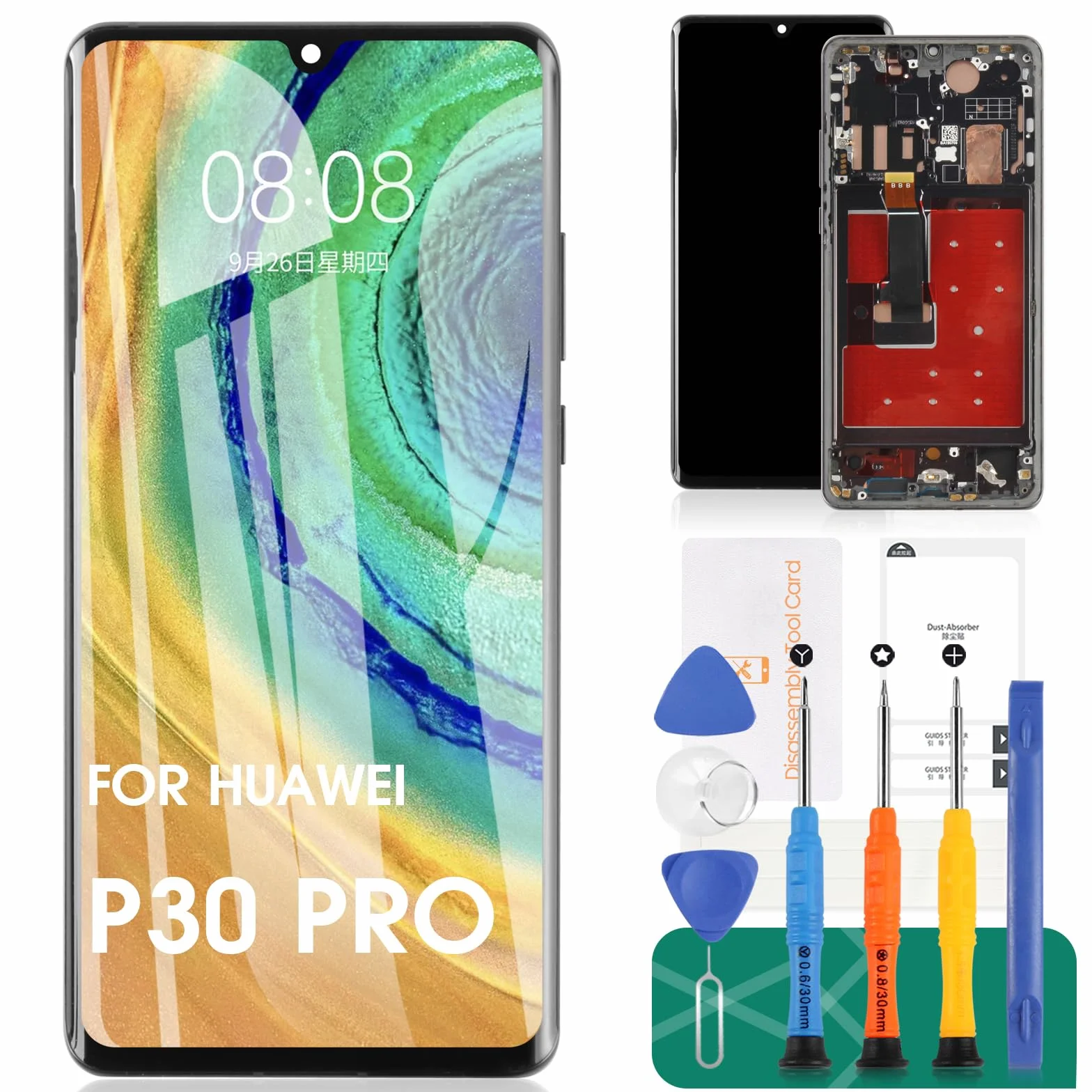 Écran LCD OLED de rechange pour Huawei P30 Pro VOG-L29 VOG-L09 VOG-AL00 VOG-TL00 avec cadre