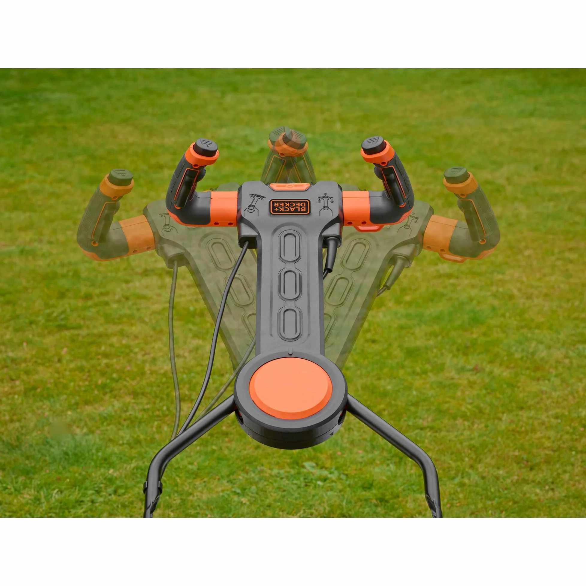 BLACK+DECKER Tondeuse Filaire 1600W, Tondeuse à Gazon Electrique 38 cm, 6 hauteurs réglables 20, 30, 40, 50, 60 et 70 mm, Tondeuse avec Poignée EASYSTEER 3 Positions, BEMW471ES-QS Orange