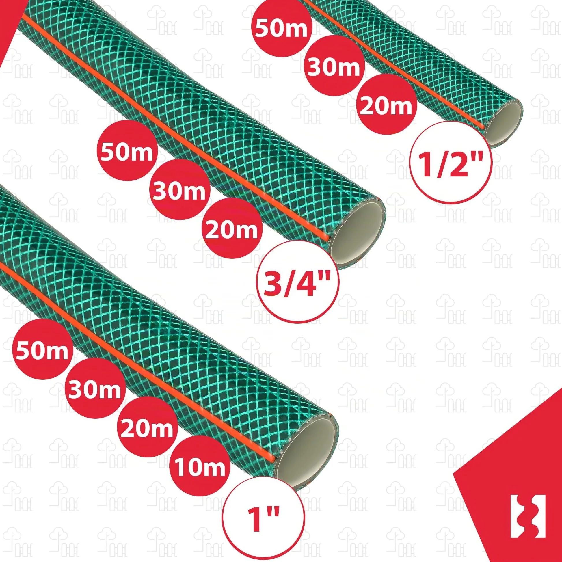 KOTARBAU® Tuyau d'arrosage professionnel, 4 couches, renforcé, pour arrosage des plantes, vert, 1/2", 30 m