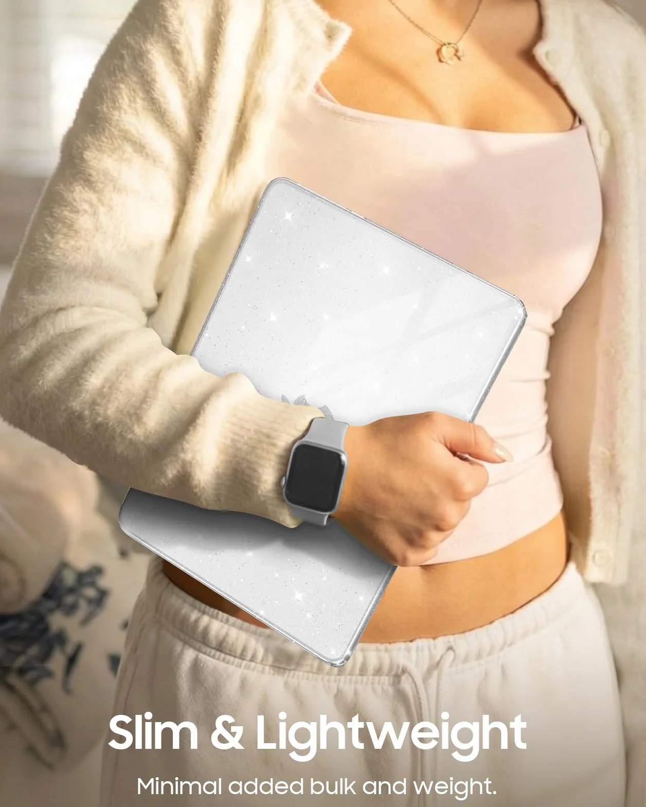 FINTIE Coque MacBook Neo 13 Pouces 2026 A18 Pro A3404 Transparent Paillette