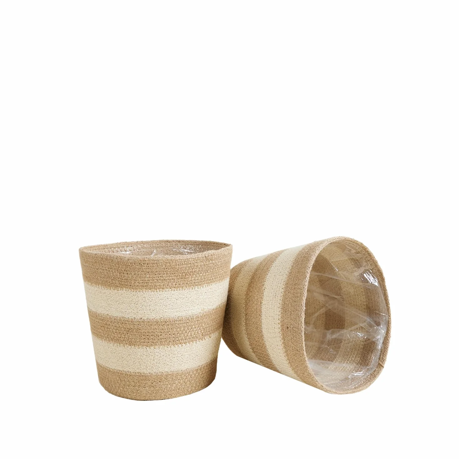 Bloomique Pot à Plantes Tressé Gaby Lot de 2 Beige Jute H22xØ21