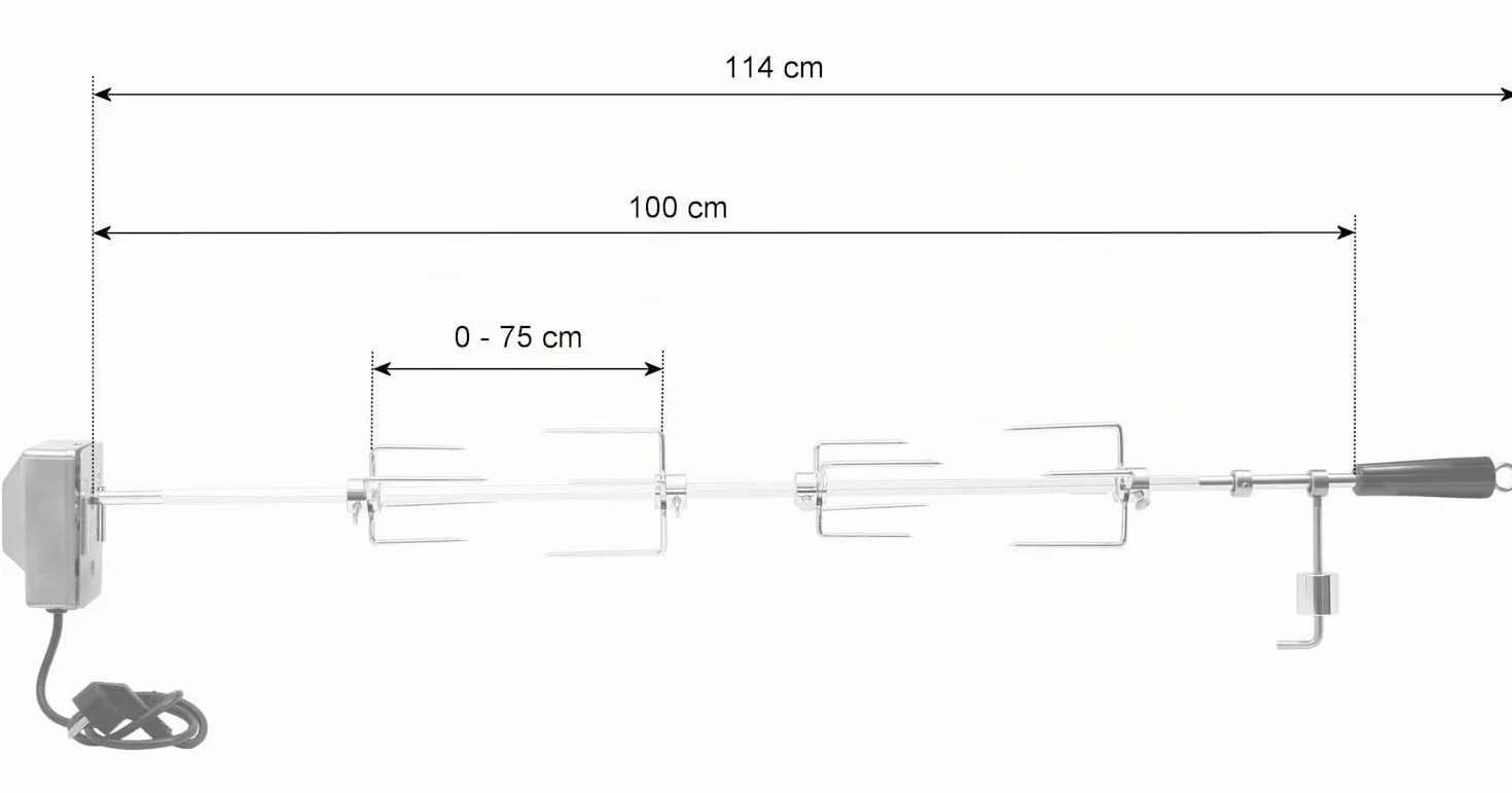 BBQ-Toro Set de brochettes pour grill électrique 100 cm acier inoxydable 220V-240V rotatif