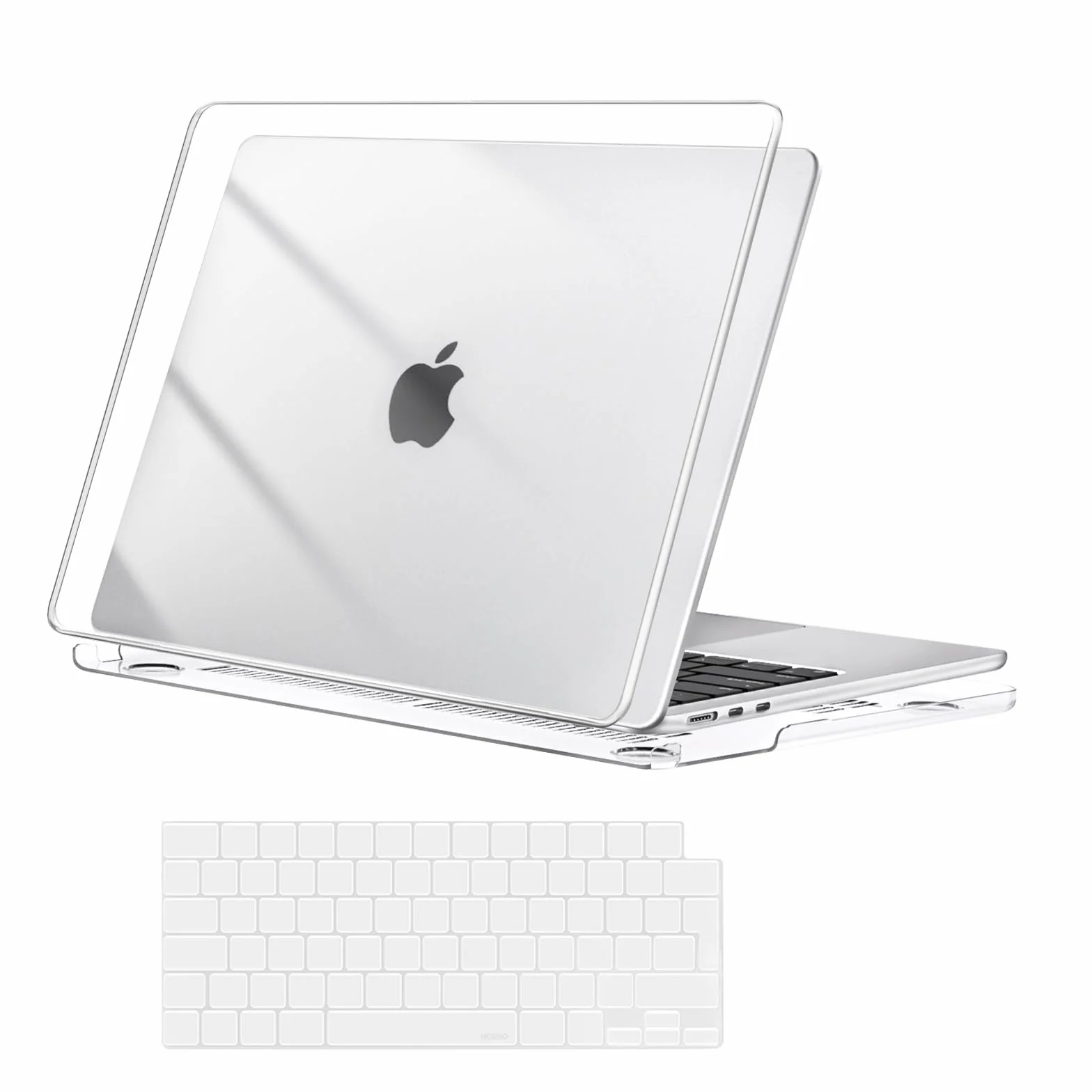 MOSISO Coque Compatible MacBook Air 13 Pouces M5 2026 M4 2025 M3 M2 2024-2022, Coque Rigide 13,6" A3449 A3240 A3113 A2681 Touch ID Film Clavier Cristal Clair