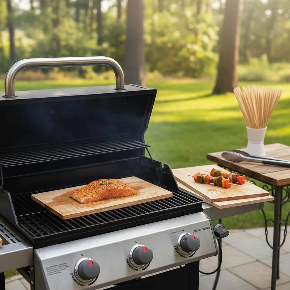 Planches de cèdre pour griller saumon, 27,9 x 12,7 cm, lot de 12, ajoute saveur fumée