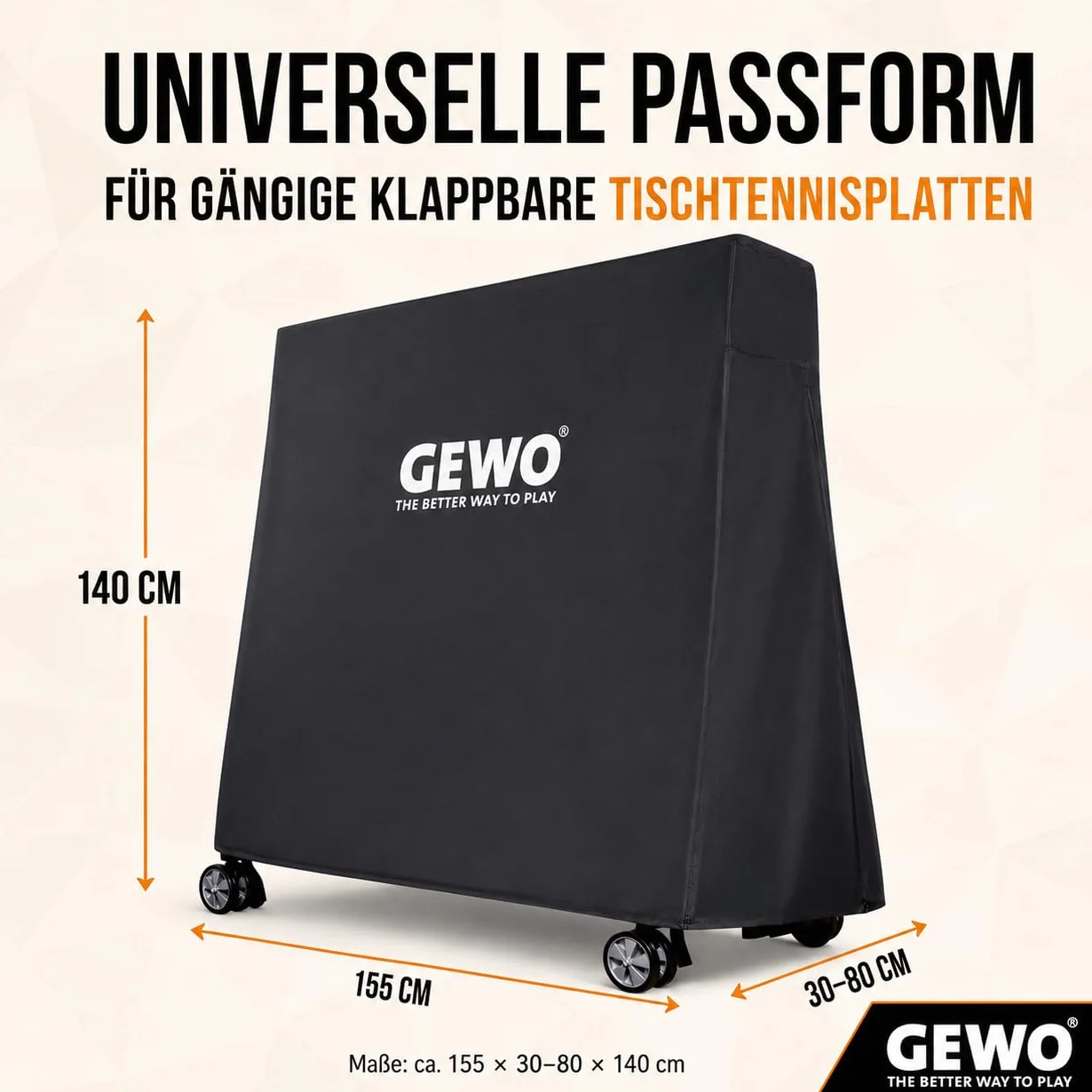 GEWO Housse de table de ping-pong d'extérieur 600D avec fermeture éclair