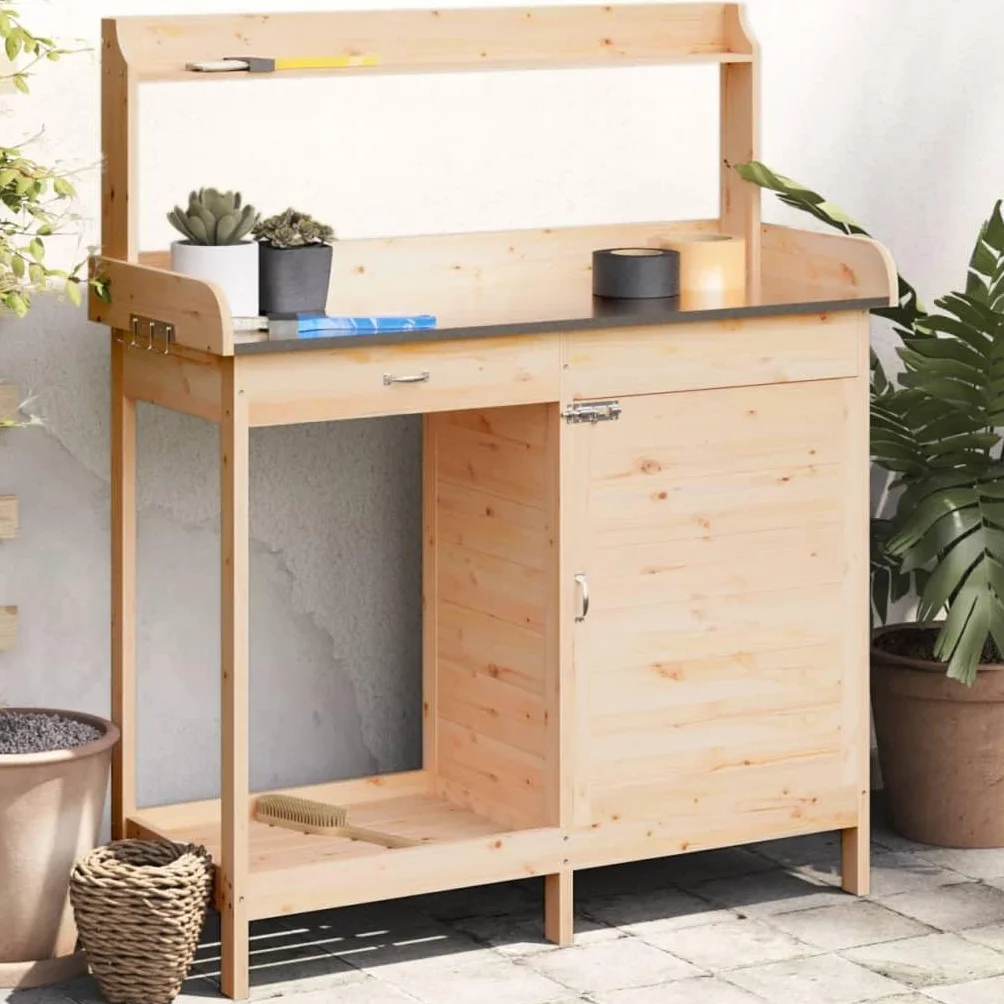 vidaXL Table de Rempotage avec Armoire Établi Jardin Bois Massif Sapin