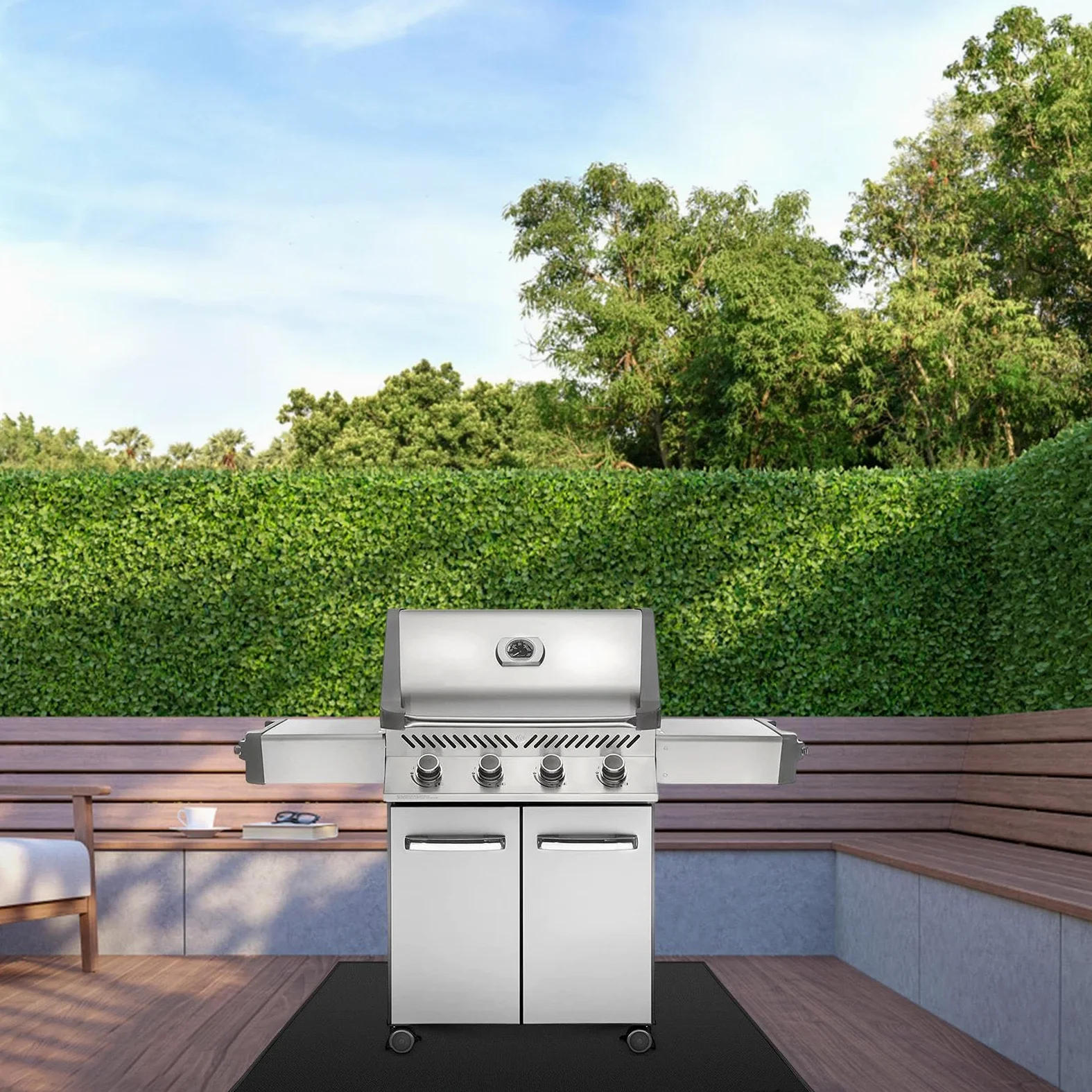 Under Grill Mat - Protection de sol pour terrasse de patio - Résistant à la chaleur - En fibre de verre - Barrière Fireproof pour la cuisson en extérieur - 100 x 120 cm, 100 x 152 cm, 100 x 182 cm
