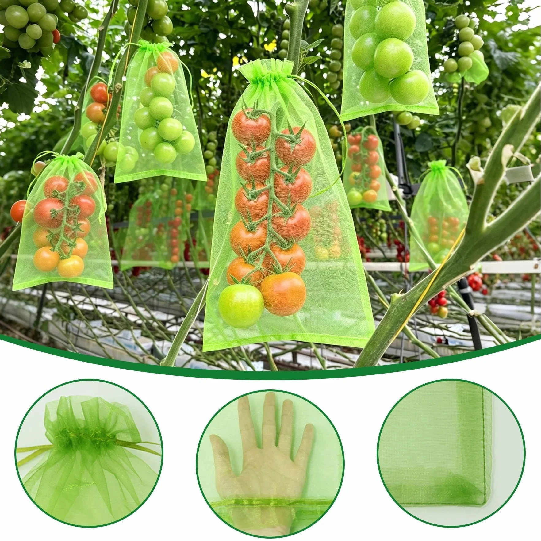Sac Protection Fruits 40x30cm 50 pièces Sachet Protection Raisin Respirant Cordon Serrage