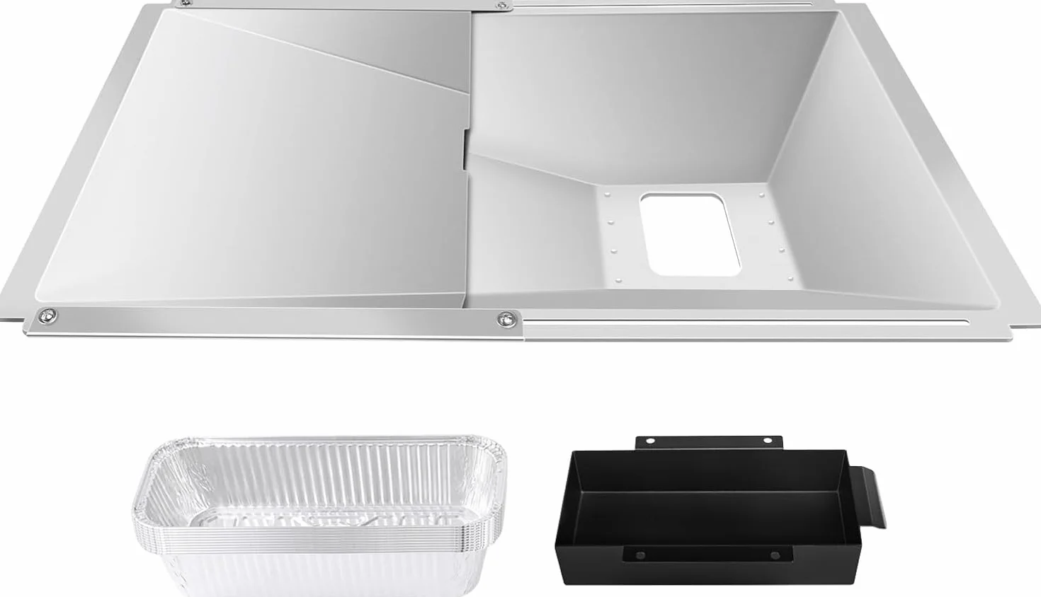 Denmay Bac à graisse universel avec égouttoir réglable pour barbecue à gaz 2-4 brûleurs 38-65 cm x 36