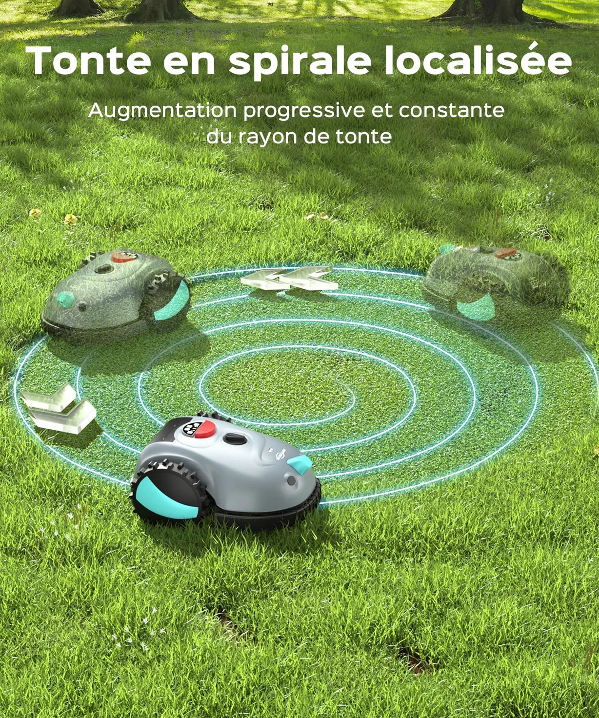 (2026 New) YARDCARE V100 Robot Tondeuse Sans Fil Périphérique,avec Navigation par Vision, Évitement d'obstacles(150 sortes), Robot Tondeuse Gazon avec Batterie 4 Ah, Bande magnétique, Lame de Rechange