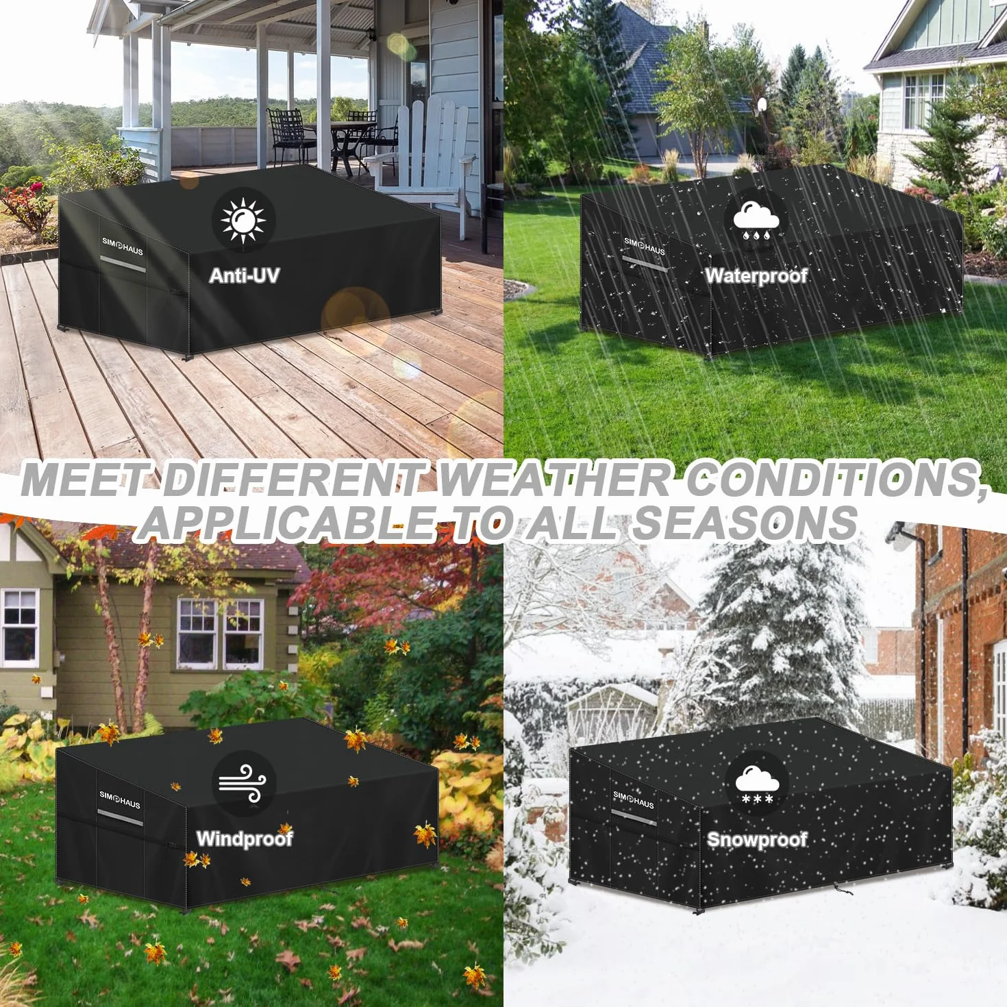 Housse pour Canapé Extérieur 3 Places Imperméable 420D Oxford 205x99x89/61cm