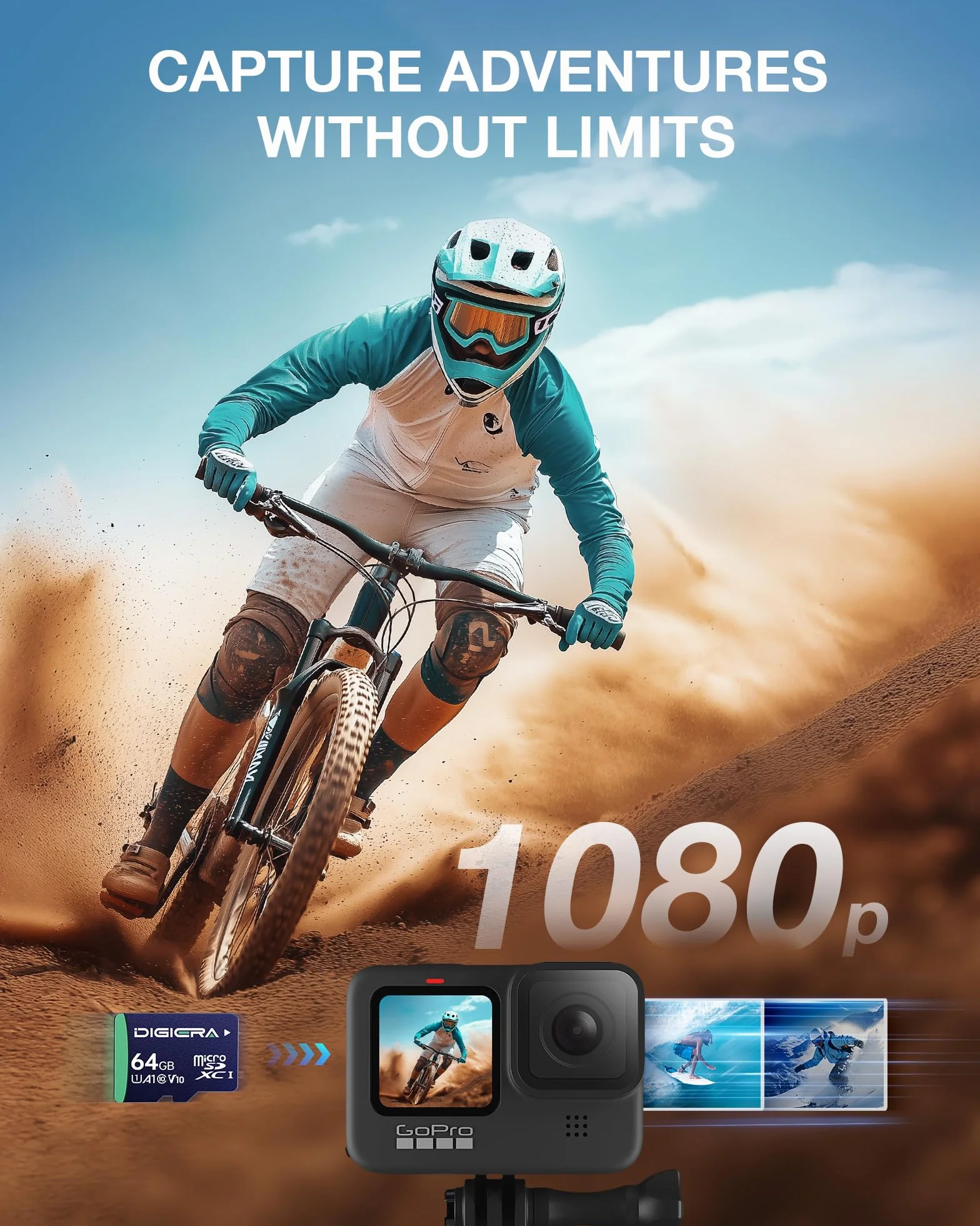 Carte mémoire microSDXC UHS-I CT100 64 Go Adaptateur 100 Mo/s C10 U1 V10 A1
