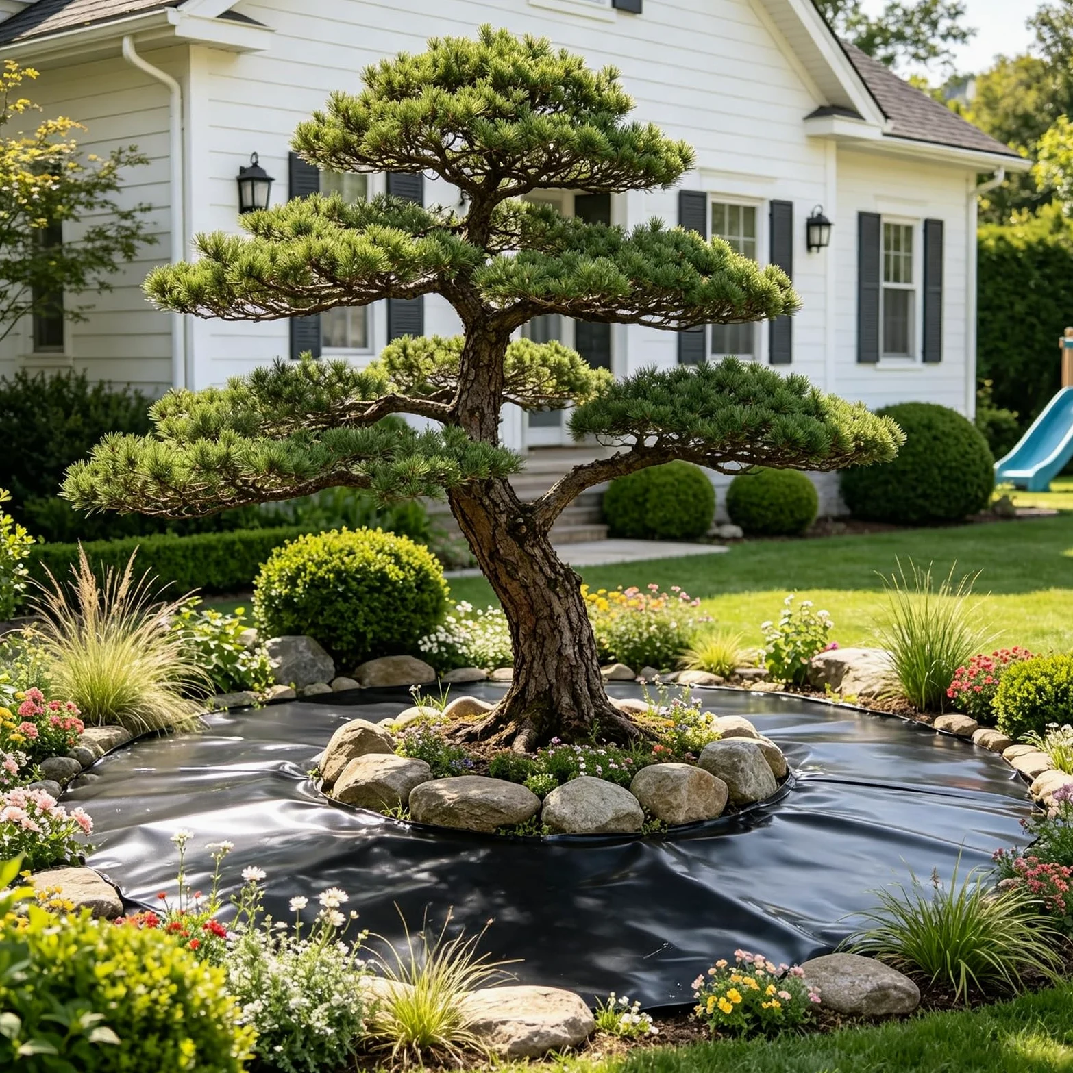 Bâche pour Bassin, Bâche Noire en PEHD de 0,2 mm, 6 M x 6 M | Etanche, pour Bassins à Poissons, Fontaines, Jardins Aquatiques et Cascades, Bassins de Jardin, Vasques