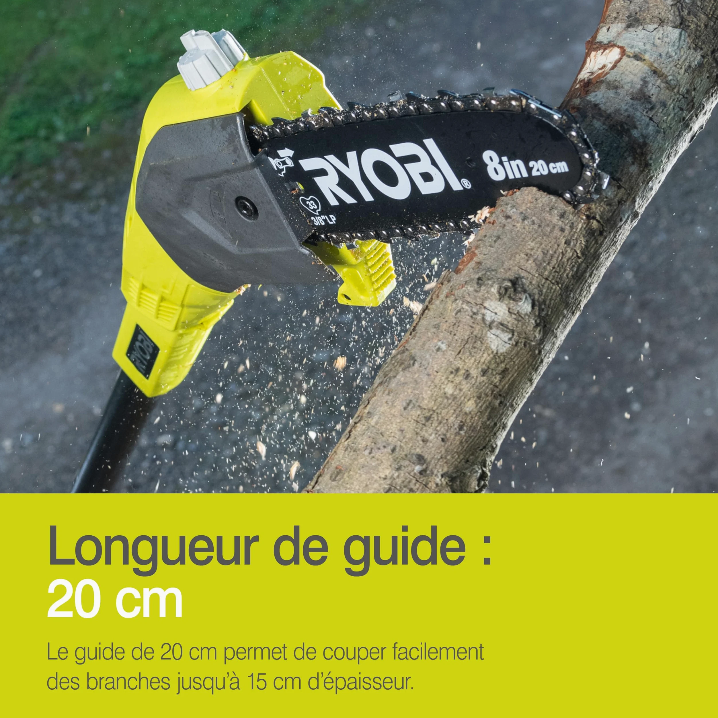 RYOBI - Elagueur sur perche 18 Volts ONE+™ (sans batterie) - OPP1820